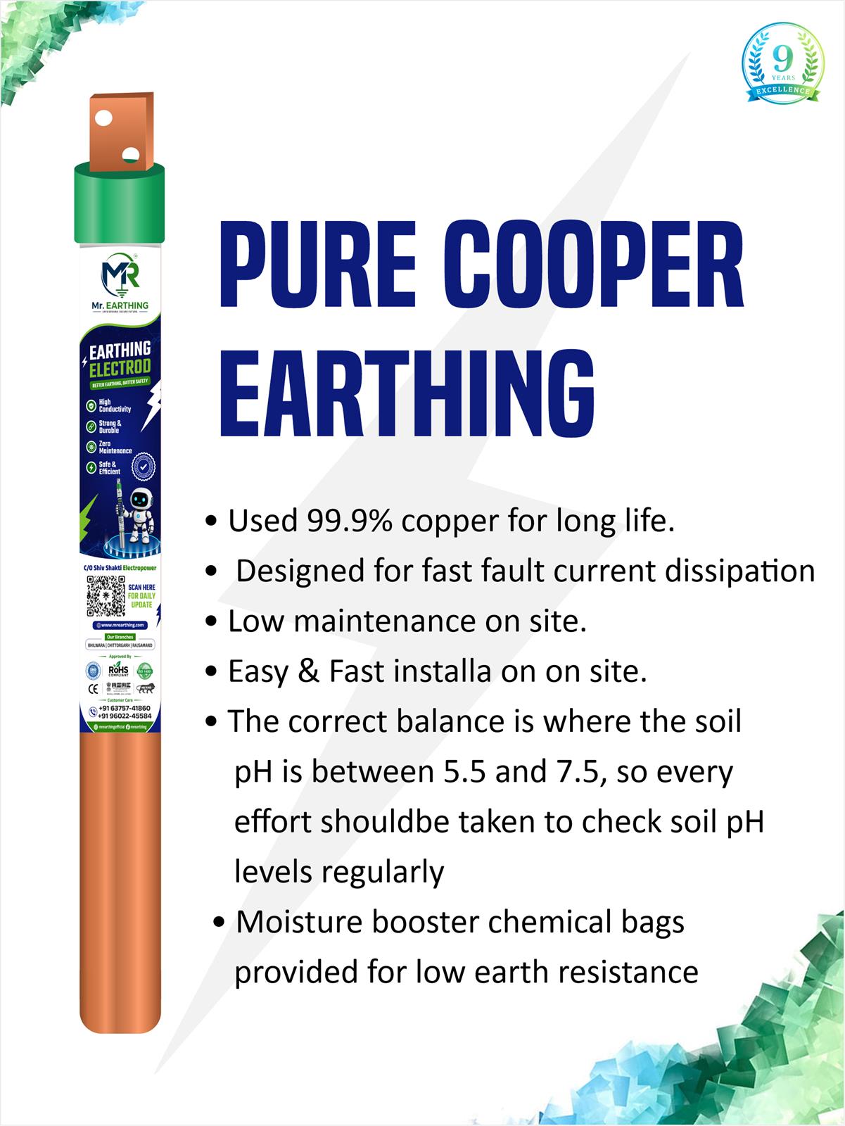 Pure Copper Earthing Electrode
